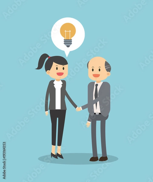 Fototapeta Business teamwork with ideas vector illustration graphic design