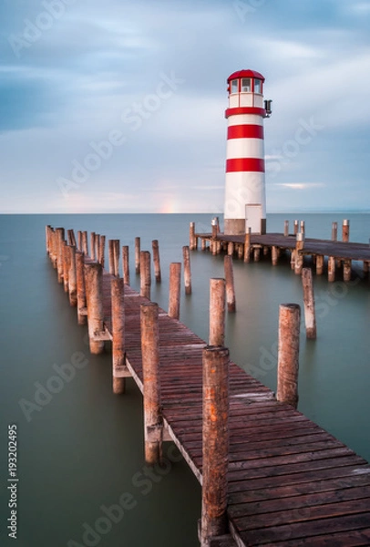 Fototapeta Lighthouse in Podersdorf at Neusiedl Lake, Austria