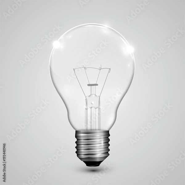 Fototapeta Realistic lightbulb, vector illustration.