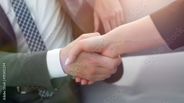 Fototapeta Business handshake ,congratulations or Partnership concept.