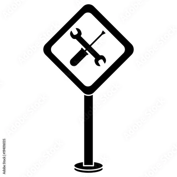 Fototapeta traffic signal with wrench and screwdriver vector illustration design