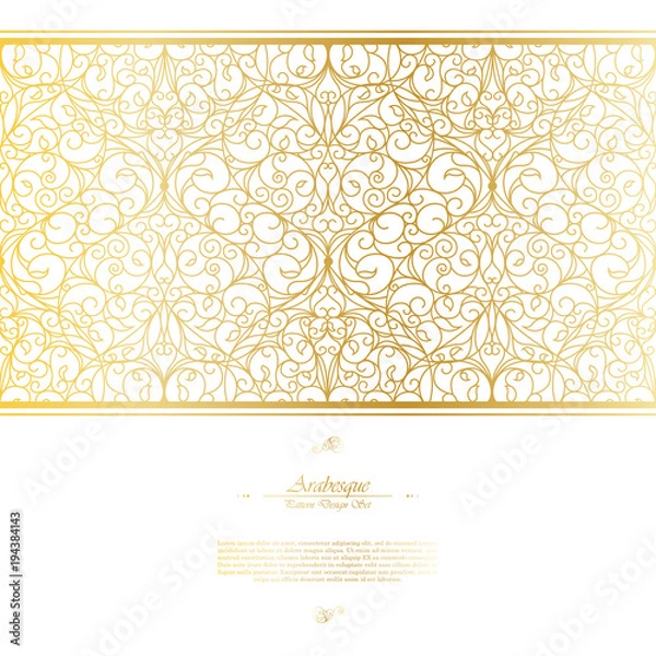 Fototapeta Arabesque eastern element white and gold background vector