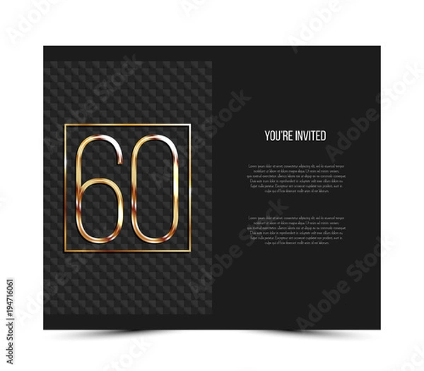 Fototapeta 60th anniversary decorated invitation card template.