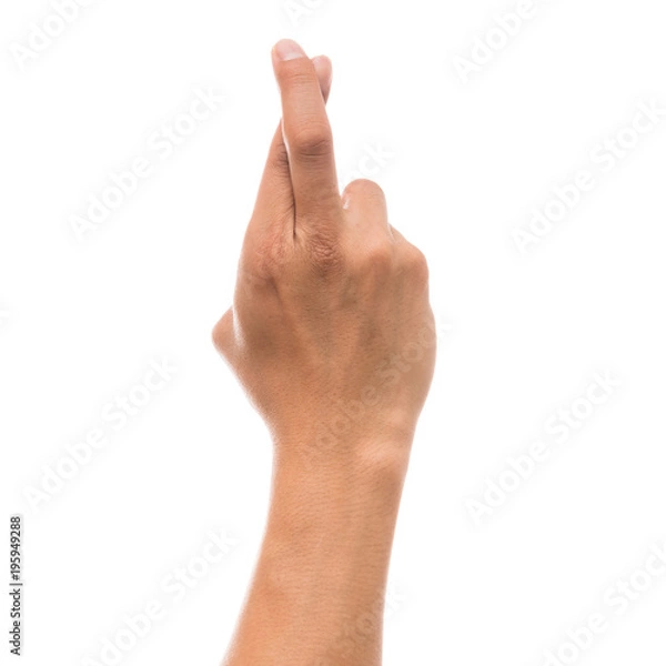 Fototapeta Men hand showing the multi action over white background, include clipping path