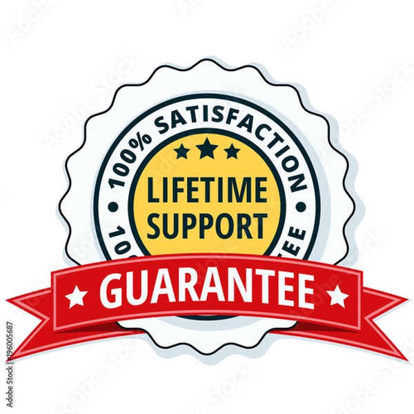 Fototapeta Lifetime Support guarantee label illustration