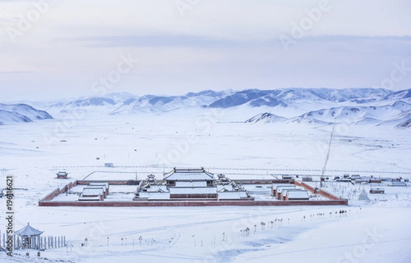 Fototapeta amarbayasgalant monastery in Iven Valley near Selenge River at the foot of Mount Buren-Khaan in Baruunburen Sum