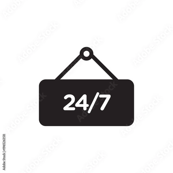 Fototapeta 24 hours service filled vector icon. Modern simple isolated sign. Pixel perfect vector  illustration for logo, website, mobile app and other designs