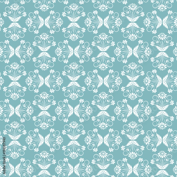 Fototapeta floral seamless pattern. blue wedding background. vector illustration