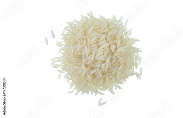 Fototapeta Handful of jasmine rice isolated on white background. One of the varieties of rice.