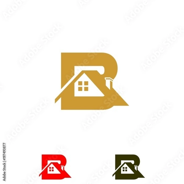 Fototapeta Real Estate and construction vector logo design template. letter B logo concept. Buildings abstract concept icon.