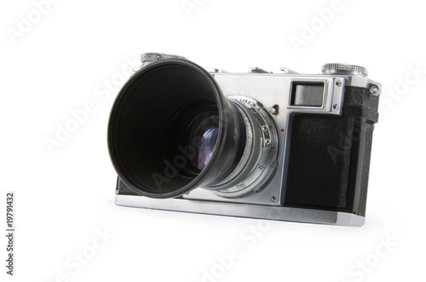 Fototapeta Old photographic camera isolated over white