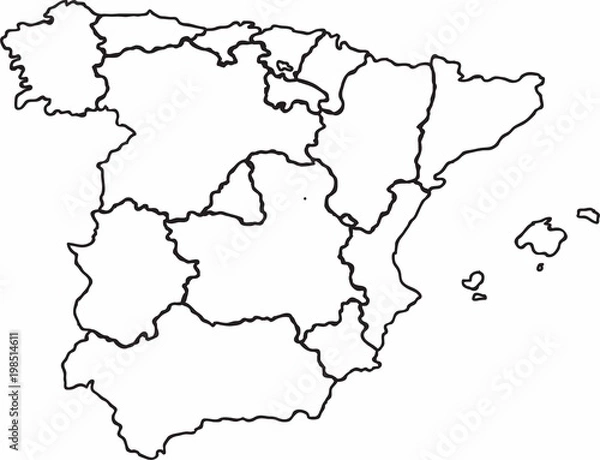 Obraz Freehand Spain map sketch on white background.