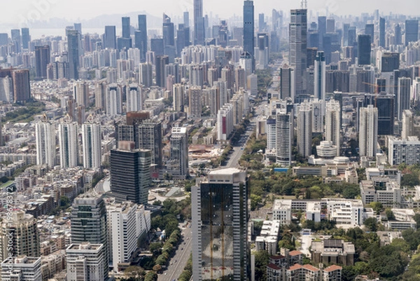 Obraz A bird's eye view of the urban architectural landscape in Shenzhen