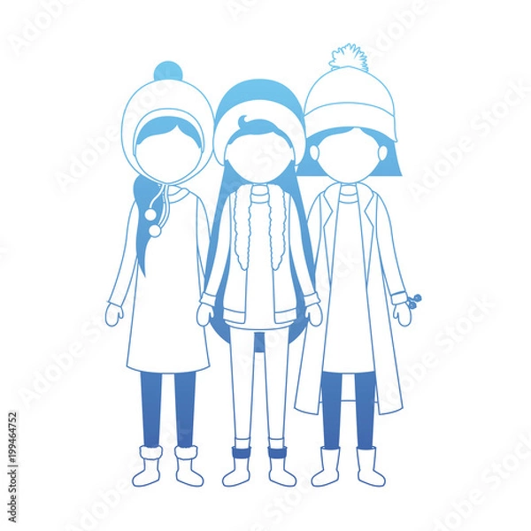 Fototapeta group of women with winter clothes