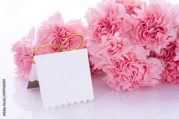 Fototapeta Happy Mother's Day, carnations representing mothers are in full bloom, and pink carnations are sent.