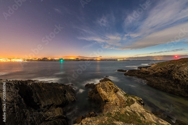 Fototapeta evening and night on the coasts and beaches of Galicia and Asturias where you discover the beauty of nature