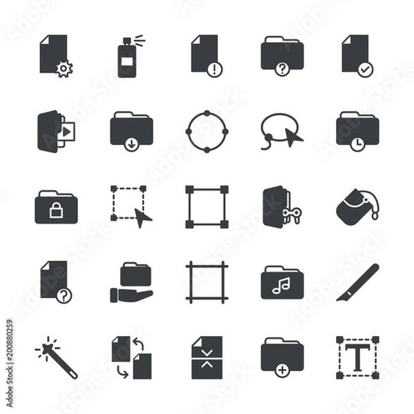 Fototapeta Modern Simple Set of folder, files, design Vector fill Icons. ..Contains such Icons as  design,  concept, ink, paint,  icon,  paper,  file and more on white background. Fully Editable. Pixel Perfect.