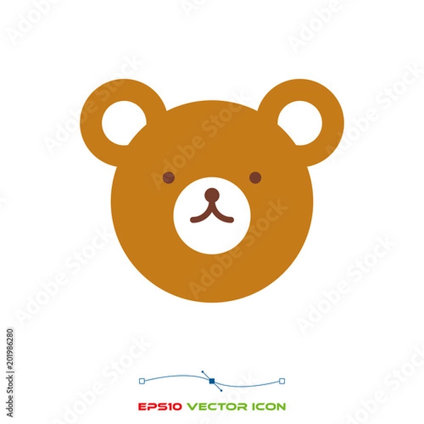 Fototapeta teddy bear face color icon