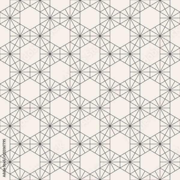 Fototapeta Vector seamless geometric pattern. Simple abstract lines lattice. Repeating elements stylish background