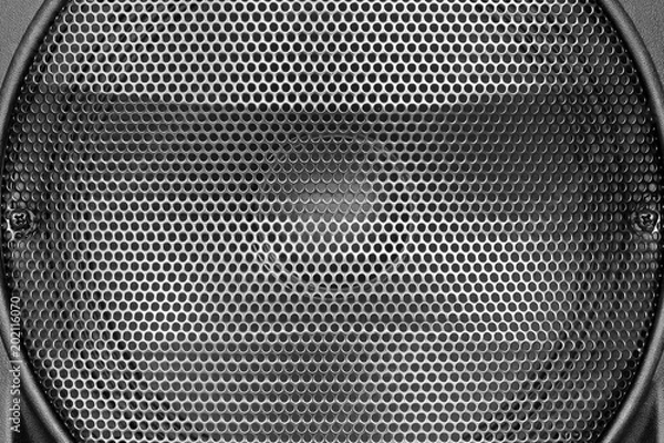 Fototapeta black steel grating of loudspeaker texture background