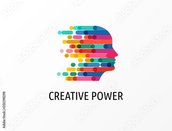 Fototapeta Brain, Creative mind, learning and design icons. Man head, people symbols