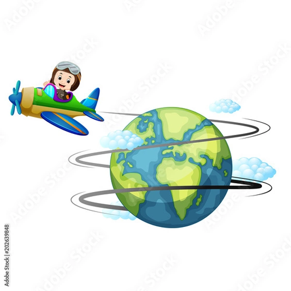 Fototapeta Airplane flying around the world