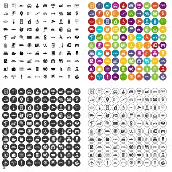 Fototapeta 100 navigation icons set vector in 4 variant for any web design isolated on white