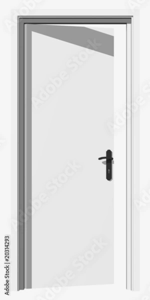 Fototapeta High resolution 3D opened door, isolated on white