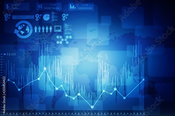 Fototapeta 2d rendering Stock market online business concept. business Graph 