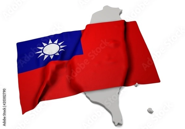 Fototapeta realistic ensign covering the shape of Taiwan ( 台灣 )