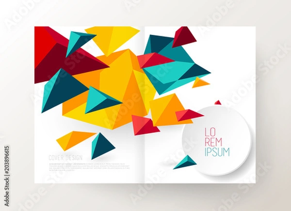 Fototapeta Book cover design template with abstract polygonal objects.