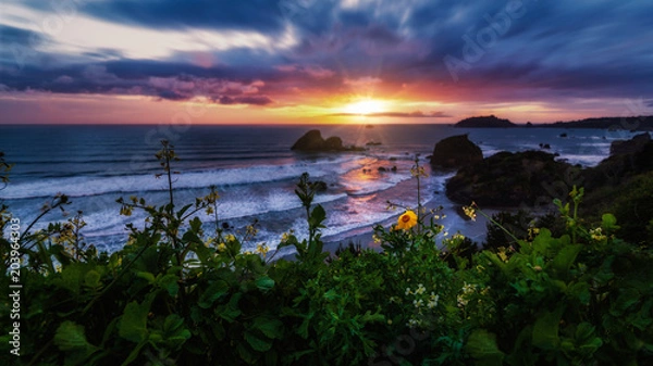 Fototapeta Seascape Sunset in Northern California