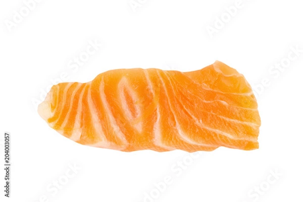 Fototapeta salmon (salmon sashimi) sliced Isolated on white background