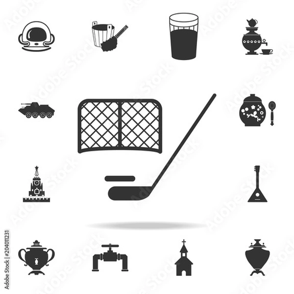 Fototapeta hockey puck and gates icon. Detailed set of Russian culture icons. Premium graphic design. One of the collection icons for websites, web design, mobile app