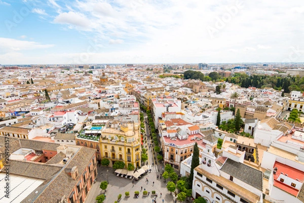 Fototapeta panoramic views of Seville old town, Spain