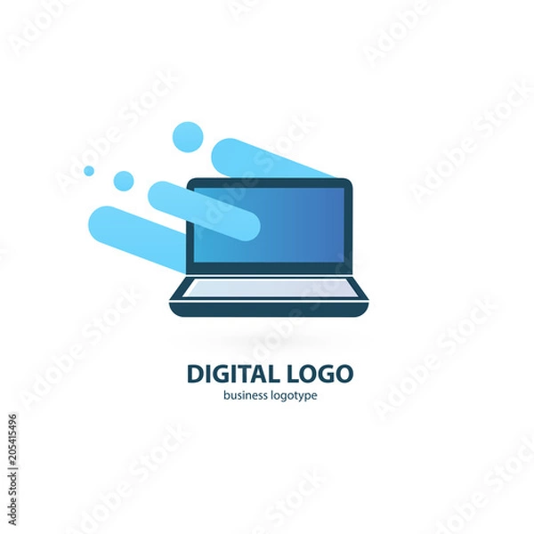 Fototapeta Logo design abstract digital technology vector template.