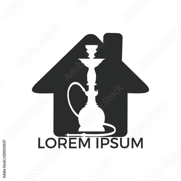 Fototapeta Hookah House logo design. Vintage sheesha logo. Lounge cafe emblem. Arabian bar or house, shop vector design template.