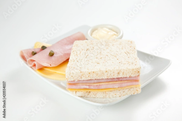 Fototapeta delicious ham and cheese sandwich