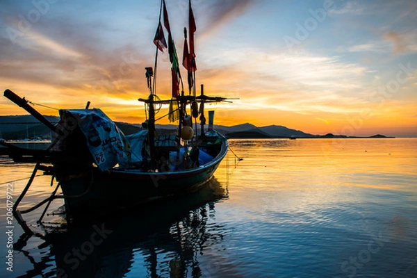 Fototapeta Beautiful colorful sunset view on the beach of Koh Samui Island