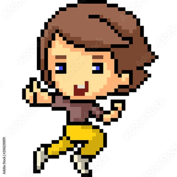 Fototapeta vector pixel art jogging kid