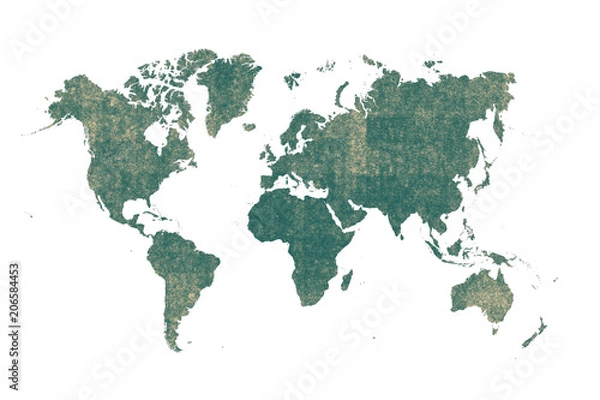 Obraz old green map of the world ,Silhouette background