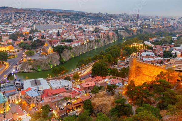 Fototapeta Tbilisi. View of the city at night.