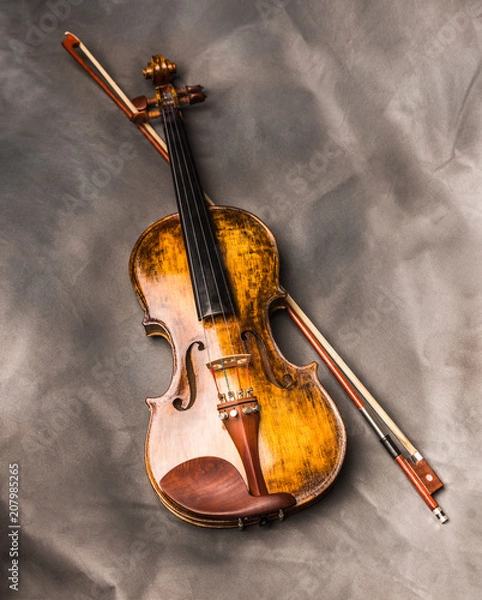 Fototapeta Violin on gray background