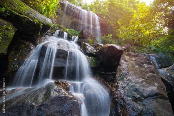 Fototapeta Waterfall beautiful in rain forest at Soo Da Cave Roi et Thailand