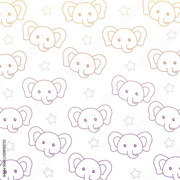 Fototapeta background of cute elephants pattern, vector illustration