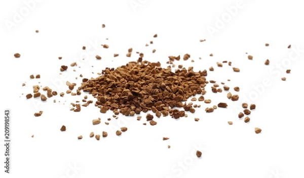 Fototapeta Instant coffee grains isolated on white background and texture