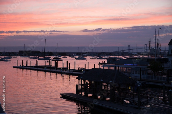 Fototapeta Sunset on the marina