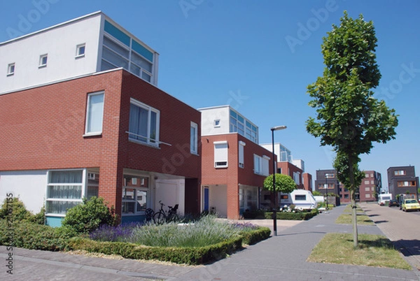 Fototapeta street with modern family houses