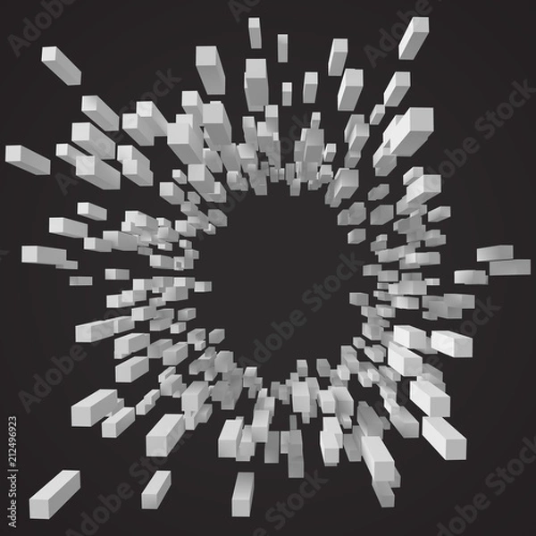 Fototapeta abstract with cubes shot from center. 3d style vector illustration