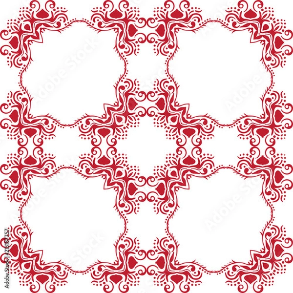 Fototapeta Seamless abstract floral pattern. White vector background. Geometric leaf ornament. Graphic modern pattern